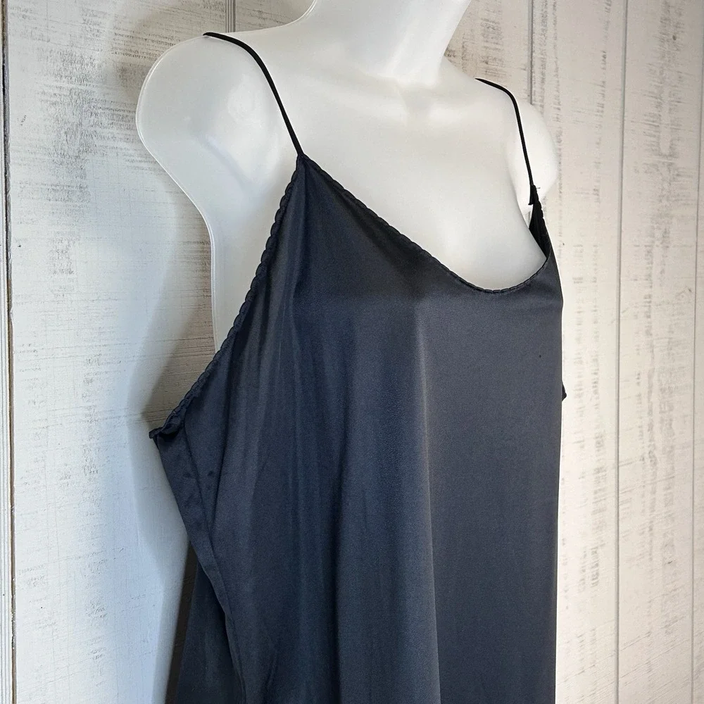 Vanity Fair‎ Long Full Slip Dress Size 40 Black Satin Nylon Vintage 90s USA